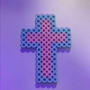 Pink and Blue Beaded Cross